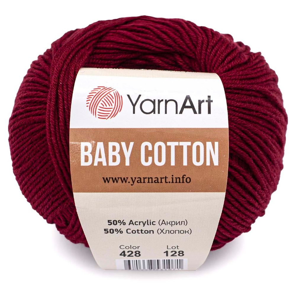 Пряжа YarnArt (ЯрнАрт) Baby Cotton / уп.10 мот. по 50 г, 165м, 428 бордо