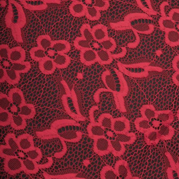 Кружево бельевое эластичное 400 мм / 3.4 метра, цвет красный