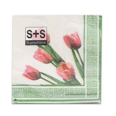 Салфетки 33х33см, 2-х слойные 20 шт/упак (тюльпаны), JLC-2PLY
