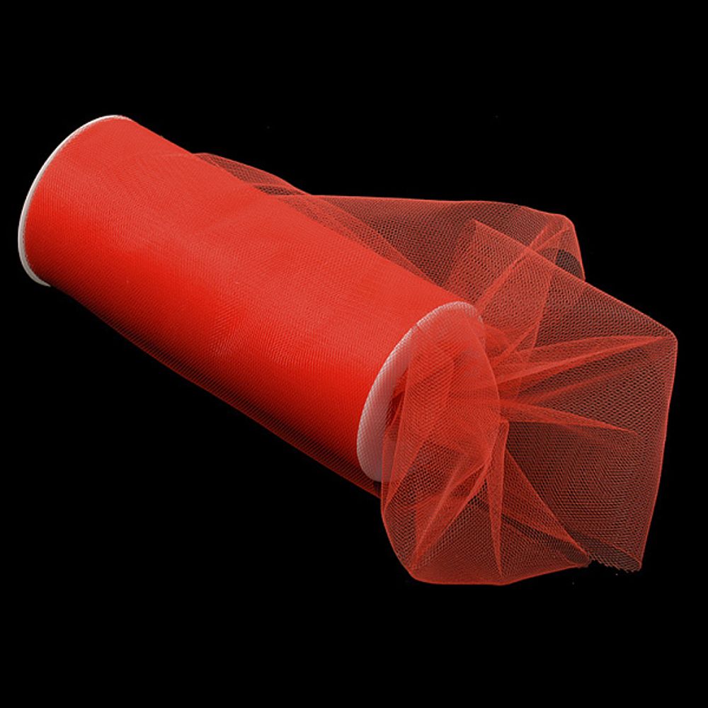 Фатин на шпульке, средняя жесткость, 100% нейлон, 150 мм цв. 08 красный, 22,86м