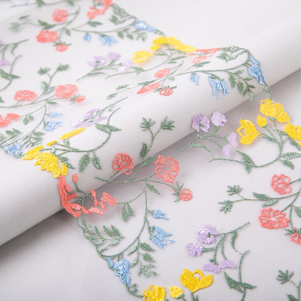 Кружево на сетке широкое 180 мм / 14 м, ±1 Турция, экрю, Gamma GCKM-180-02