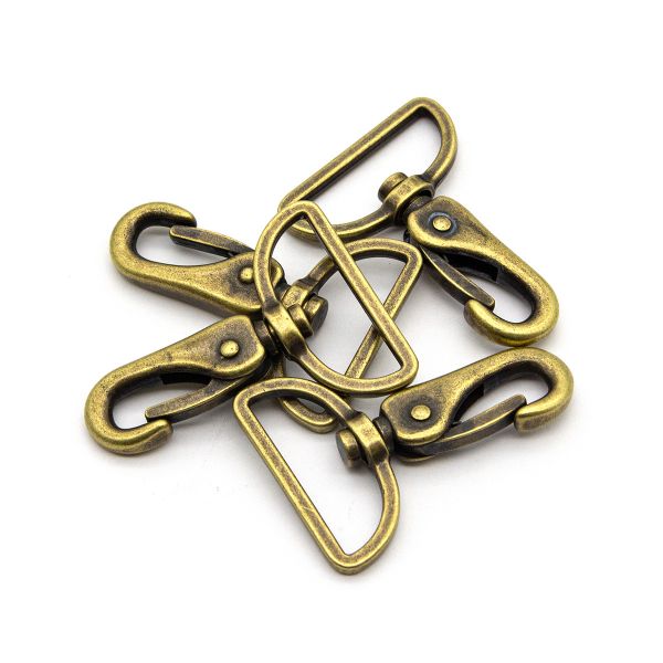 Карабин металл 38.0 мм (63х45 мм), латунь мет, 4 шт