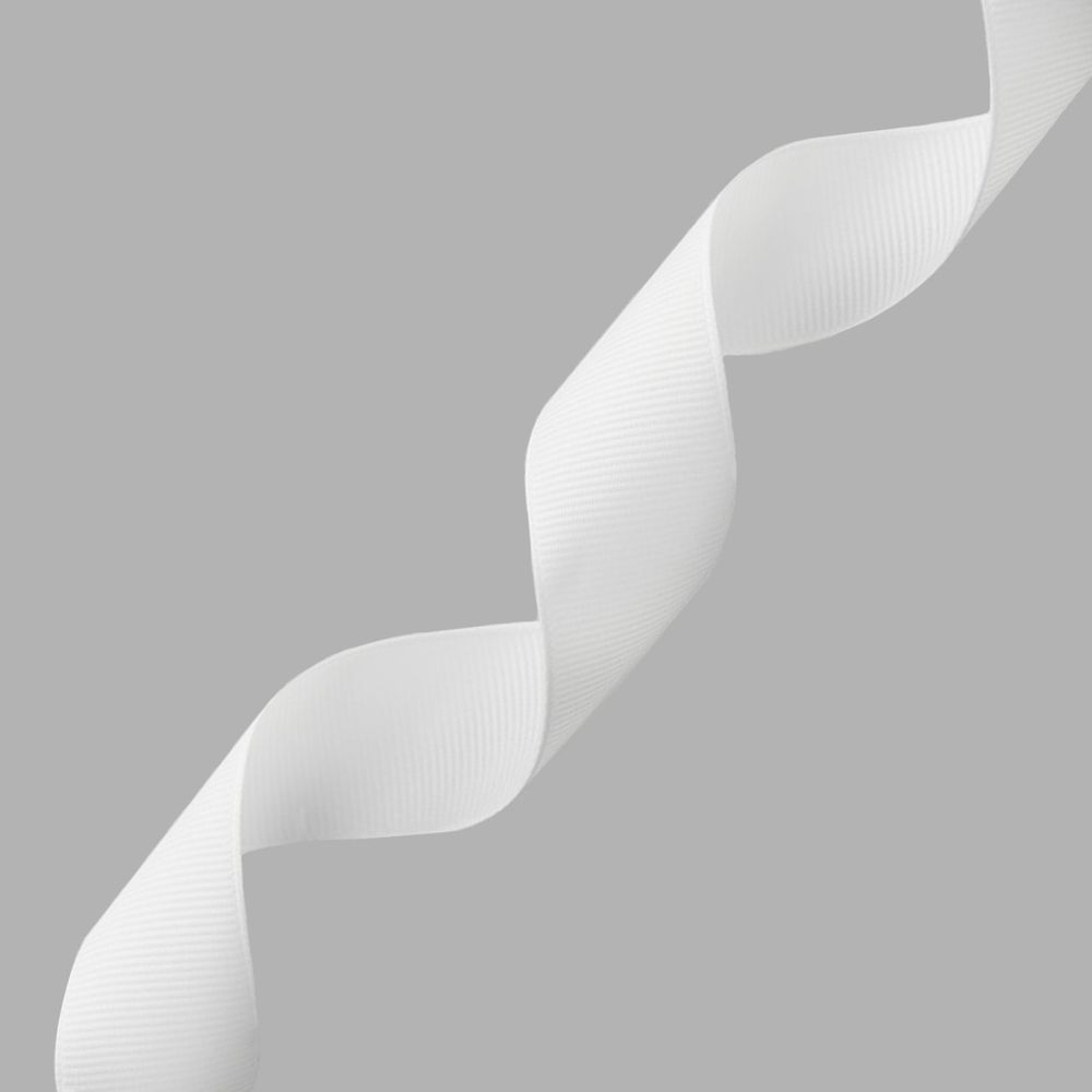 Лента репсовая (в рубчик) 25.0 мм, 001 белоснежный, уп.18,28 м