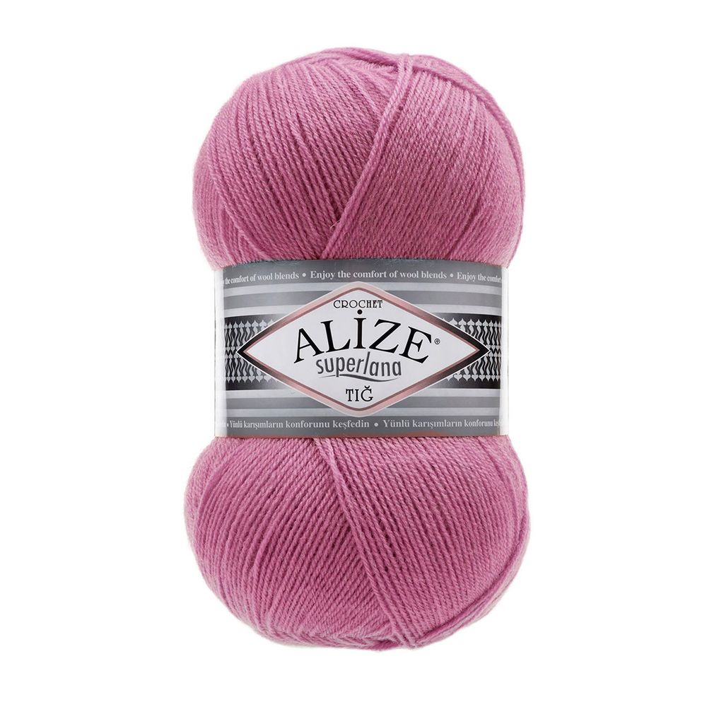Пряжа Alize (Ализе) Superlana TIG / уп.5 мот. по 100 г, 570м, 178 темно-розовый