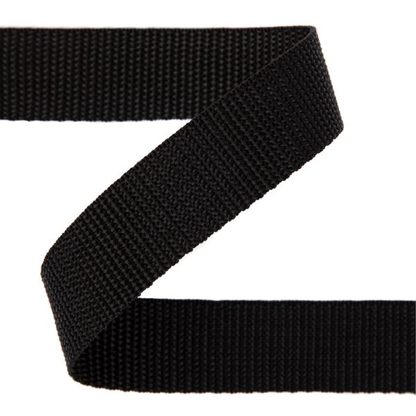 Стропа (ременная лента) 25 мм / 25 метров, толщ. 1.29 мм, [16.6 г/пог.м], 100% п/п, черный, Gamma С3870Г17