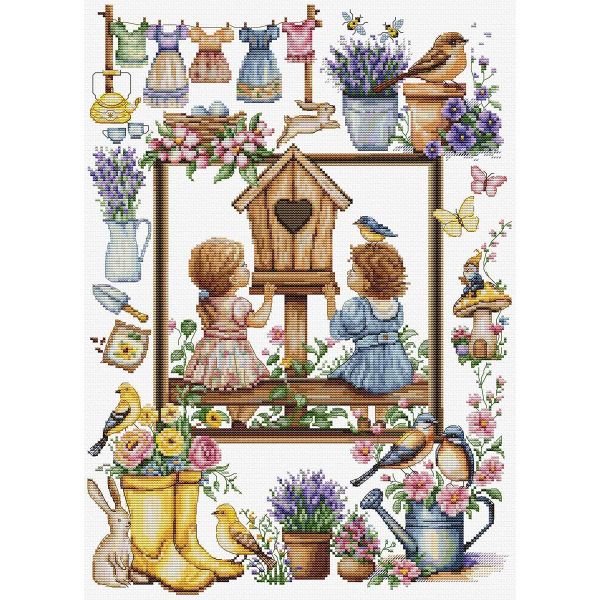 Набор для вышивания нитками Luca-S B7047, Весенний сад 27х37 см