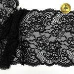 Кружево бельевое эластичное 190 мм / 10 м, 6392, цв.02 черный, Kruzhevo