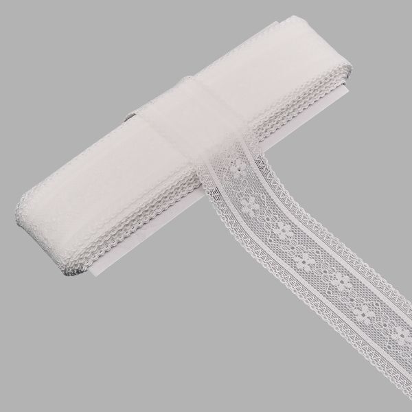 Кружево эластичное (стрейч) 40 мм / 13.72 метра, белый, 3AR3785