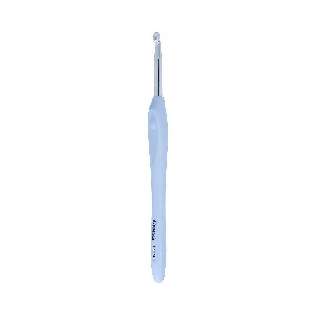 Крючок для вязания с прорезиненной ручкой металл ⌀5.5 мм, 16 см, Gamma RHP