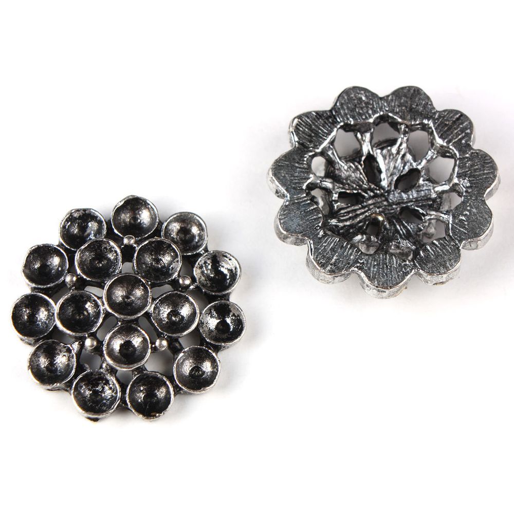 Декоративный элемент "Цветок", 25 мм, упак., 2 шт, Астра, ст.серебро