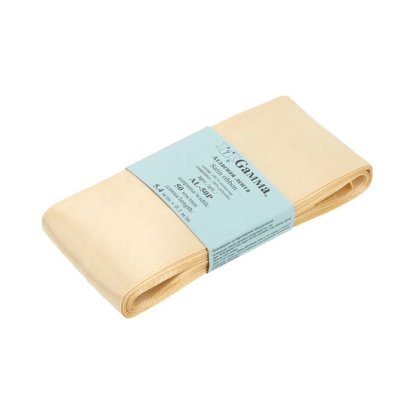 Лента атласная 1-сторонняя 50.0 мм / 5 шт по 5.4 метра, №118 св.бежевый, Gamma AL-50P