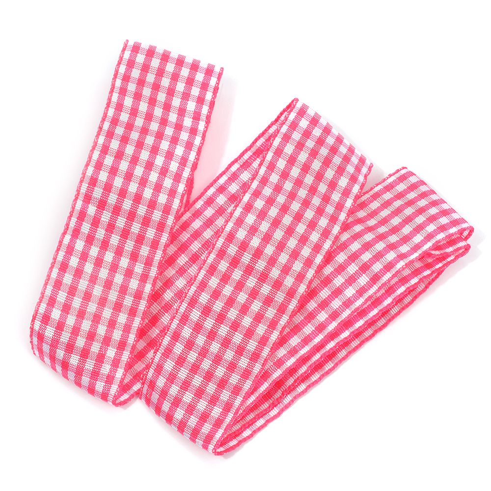 Лента тканевая с рисунком Клетка 25 мм, розовый/белый, уп. 20 м Лента тканевая с рисунком Клетка 25 мм, розовый/белый, уп. 20 м