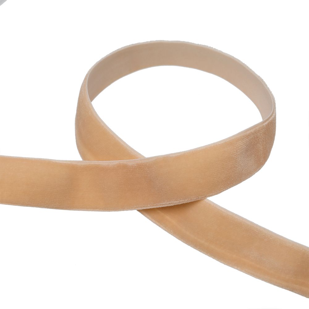 Лента бархатная (тесьма) эластичная 20.0 мм / 16.5±0.5 метра, №606 (13-1013) бежевый, Blitz VRE-20