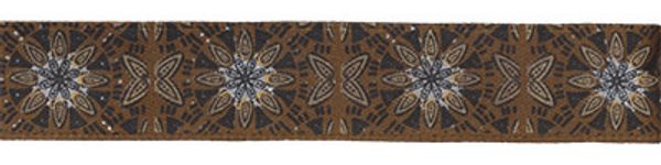 Лента атласная с рисунком 12.0 мм / 22.8±1 метра, O28/098 орнамент/коричневый, Gamma ALP-123