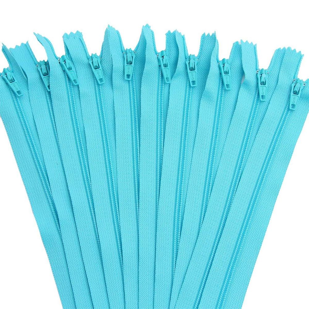 Молния спираль (витая) брючная Т3 (3 мм) 1 зам., н/раз., 20 см, автомат, голуб, 30116, 10 шт