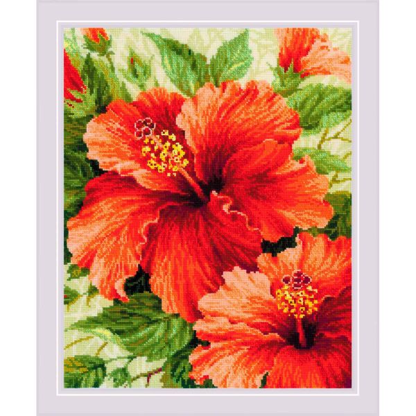 Набор для вышивания нитками Риолис, Гибискус 21х27см