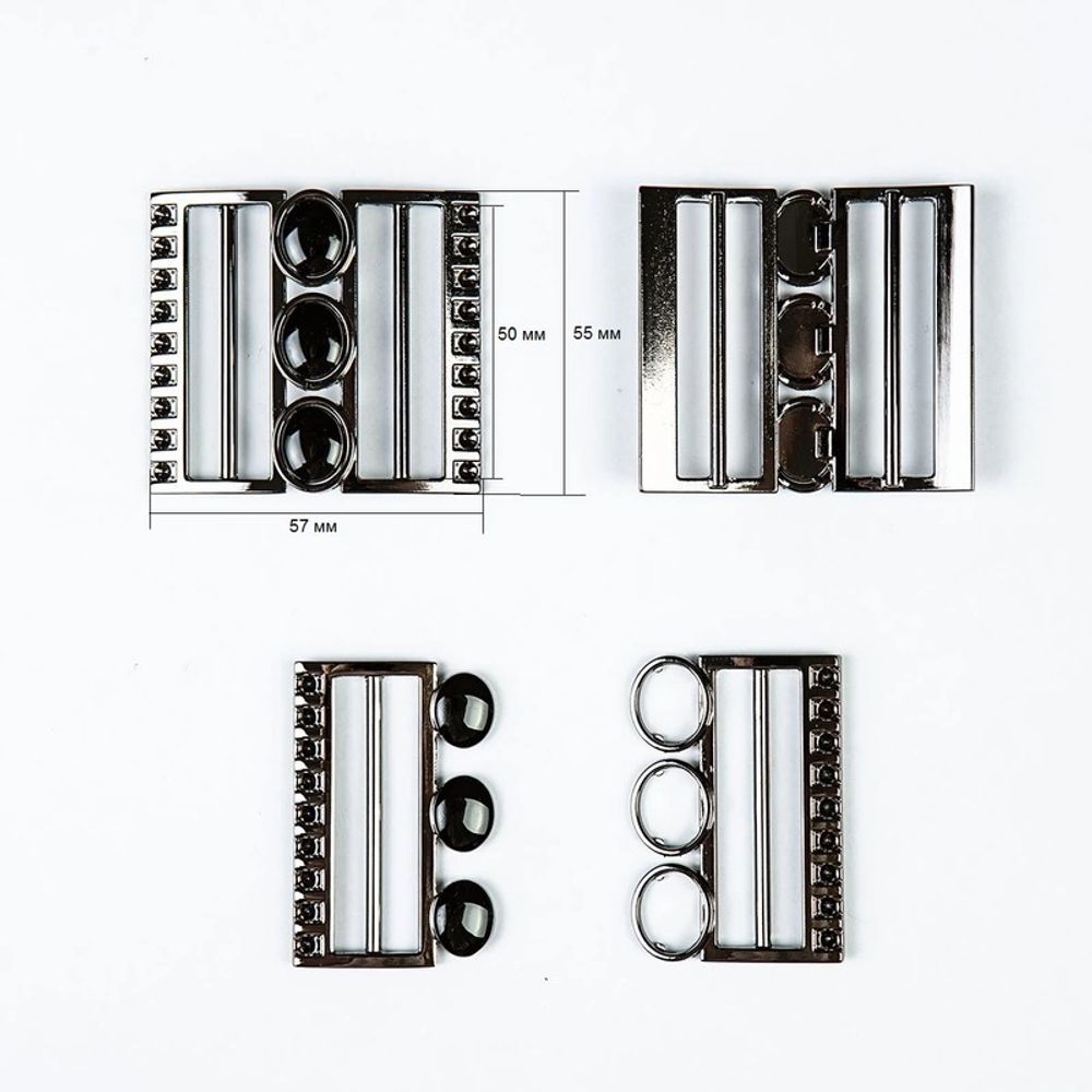 Пряжка-застежка 50 мм мет. эмаль чер.никель, 2 шт, BIG