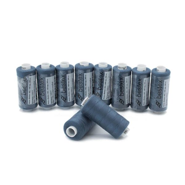 Нитки швейные бытовые Bestex 40/2, 365 м (400 ярд) / 10 кат., 193 серо-синий