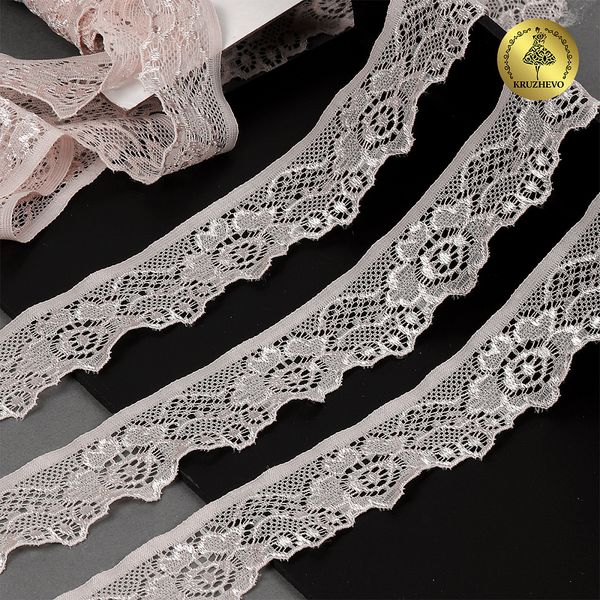Кружево эластичное (стрейч) 30 мм, L839, цв.168/S185 серебристый пион уп.28м, Kruzhevo