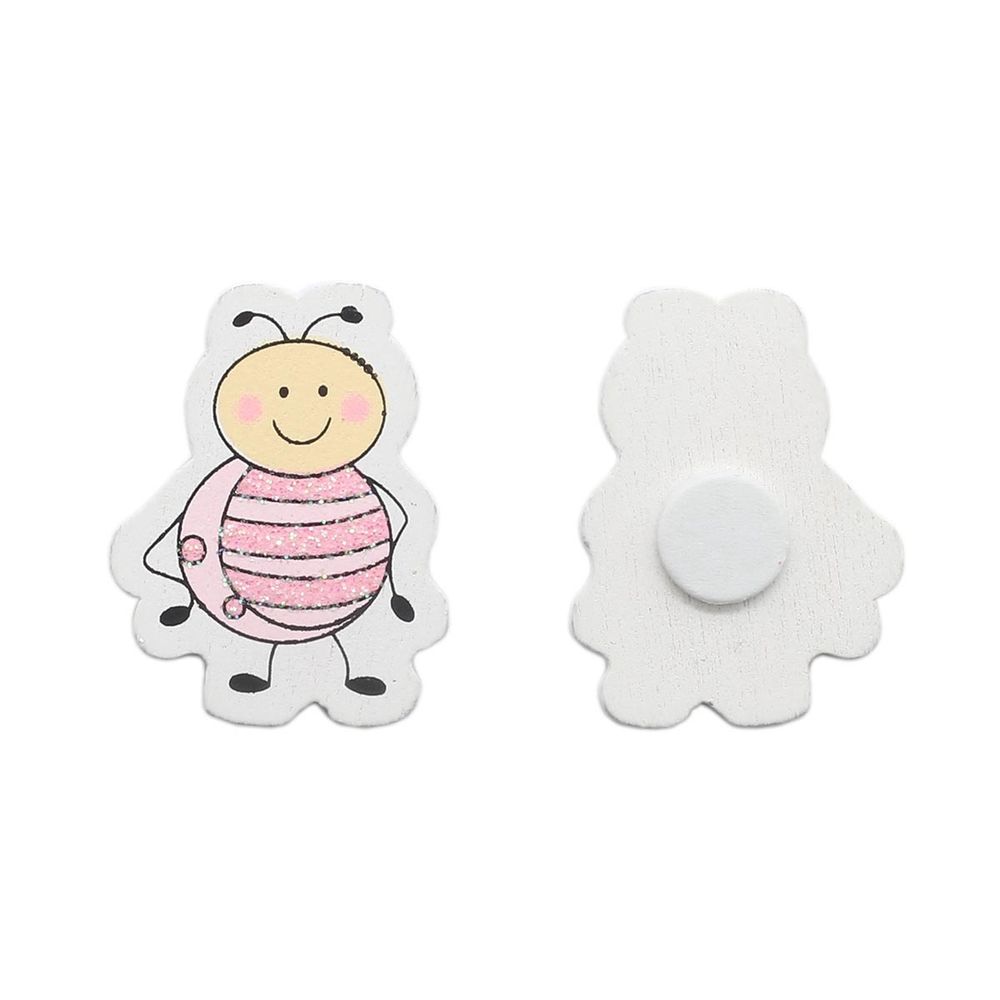 Декоративный стикер Пчелка 40 мм, розовый, 10 шт