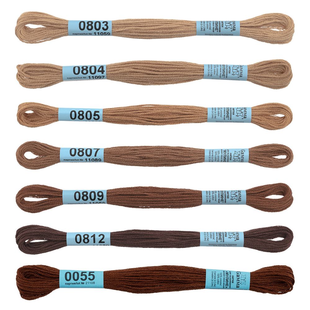 Мулине Gamma набор Спектр, цв.chocolate, 7 мотков по 8 метров