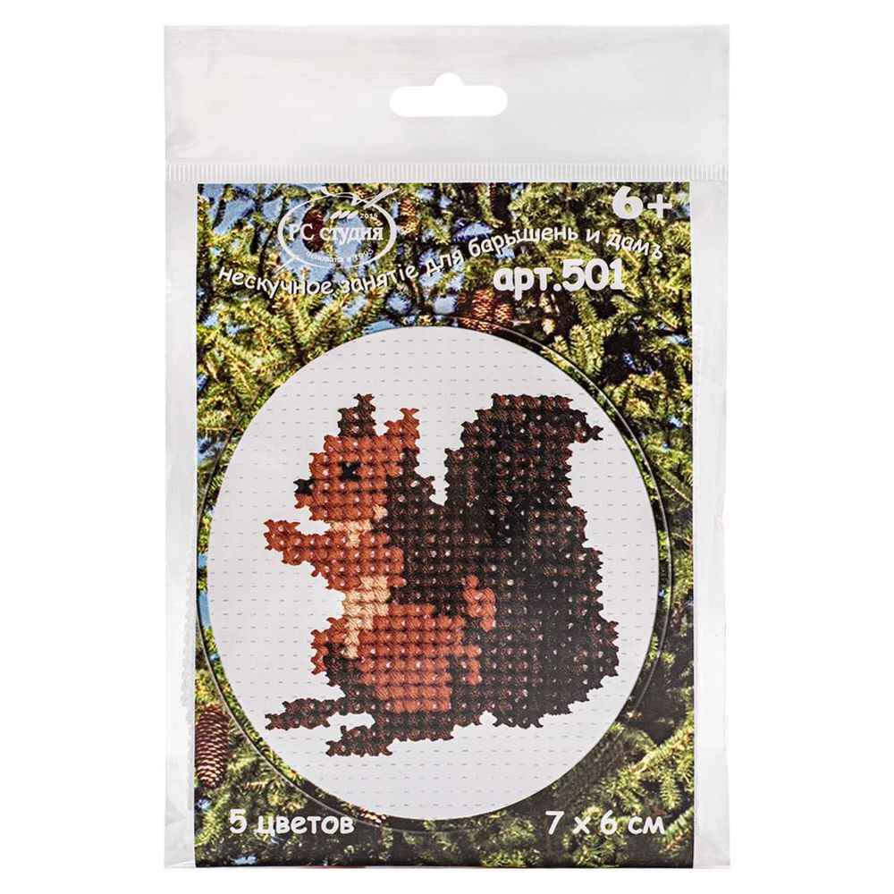Набор для вышивания нитками РС Студия, Белочка 7х6 см