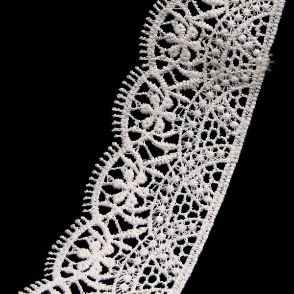 Кружево гипюр (плетёное) 45 мм / 3 метра, матовое, 571 молочный