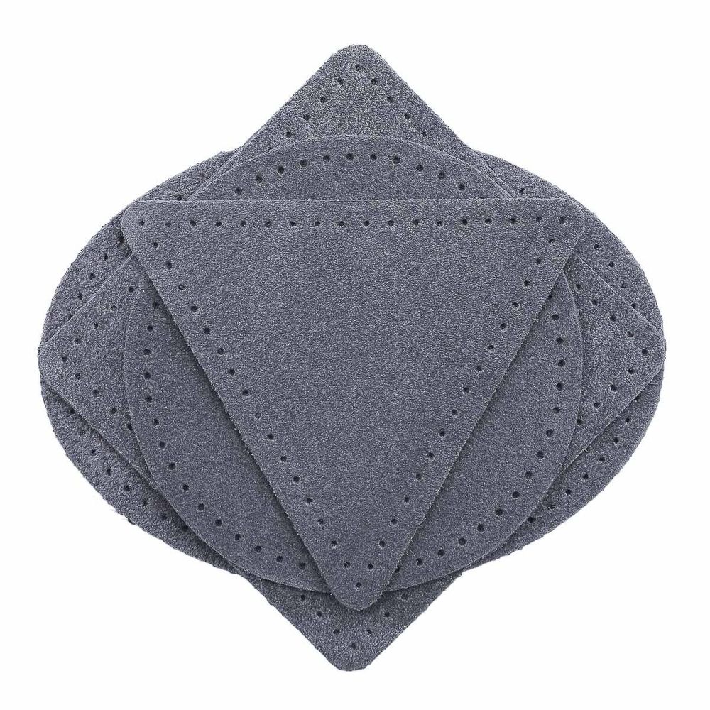 Набор заплаток пришивных из замши, круг, квадрат, треугольник, овал 8см, с перфорацией, 4 шт (26 серый), 59743