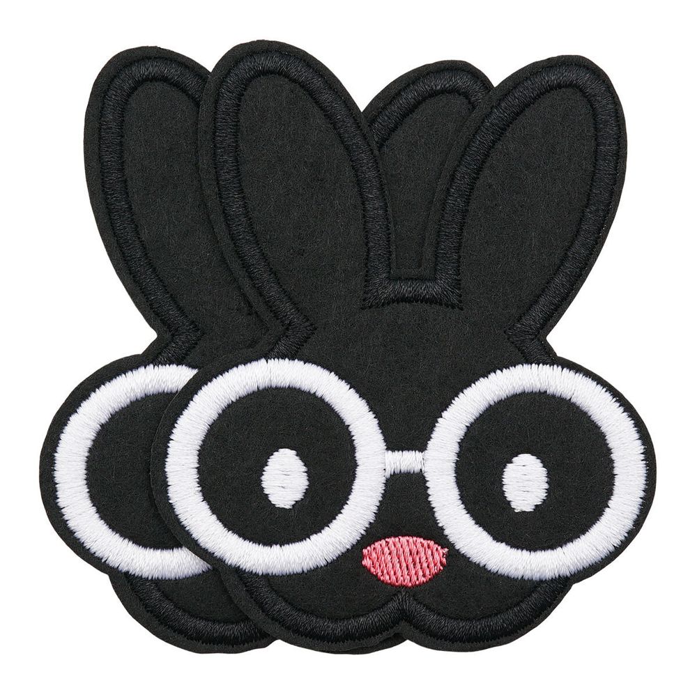 Термоаппликация Зайка в очках 70х85мм (Black (черный)), 2 шт, LA525