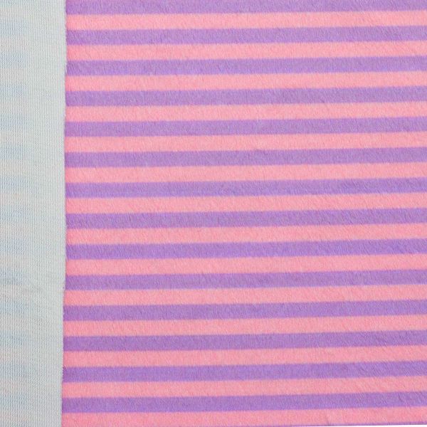 Мех коротковорсовый 3мм с принтом полоска, 47*47см (±2см), 100% п/э (сирень/светло-розовый) 29498