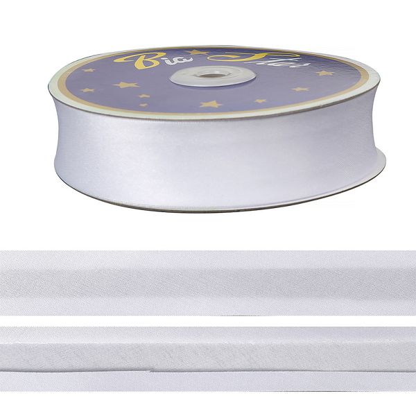 Косая бейка атласная 30 мм / 27.43 метров, BS, F101 белый