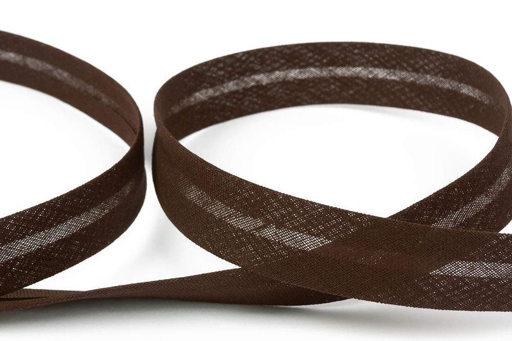 Косая бейка хлопковая 15 мм / 132±1 метра, 077 коричневый, Gamma GK-15C