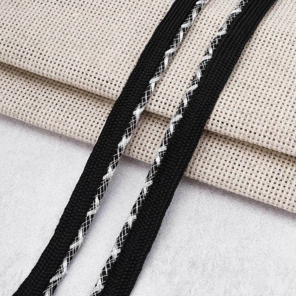 Кант декоративный с люрексом 11 мм / 27.43 метров, 04 черный/серебро, 3Al303