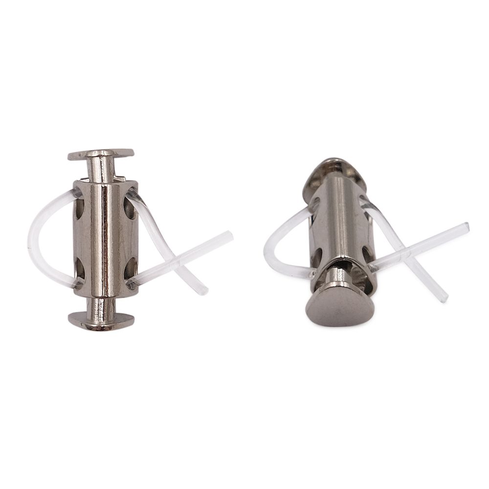 Фиксатор (зажим) для шнура металл 2 отв., 25х8.9 мм, ⌀4.4 мм, металл, Silver (серебристый), MFR11, 10 шт