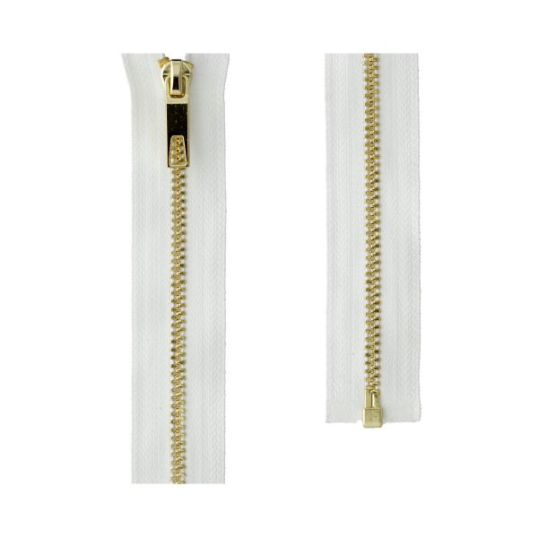 Молния металл Т3 (3 мм) 1 зам., разъем., 70 см, декор, с брелоком золото, белый брелок DEK Premium, SDV-3 Gamma, 1 шт