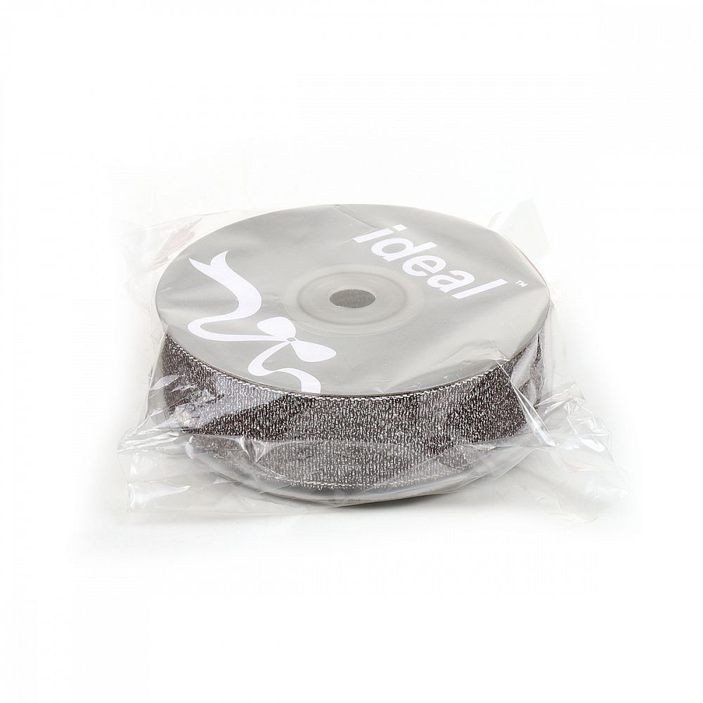 Лента с люрексом 25 мм, 139 черный/серебро, уп. 22,85 м