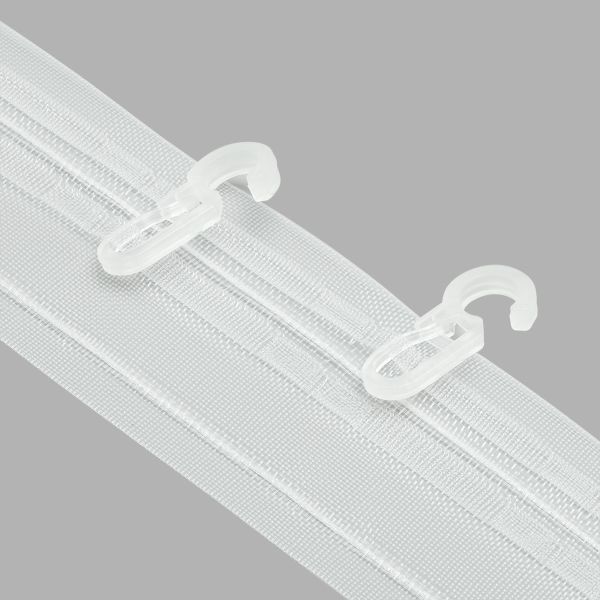 Лента (тесьма) шторная: сборка косая (левый наклон) (1:2) 50 мм / 50 метров, прозрачная