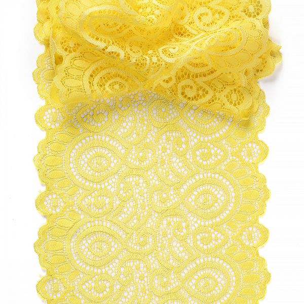 Кружево бельевое эластичное 180 мм / 3 м, TBY.L1351, цв.желтый, Kruzhevo