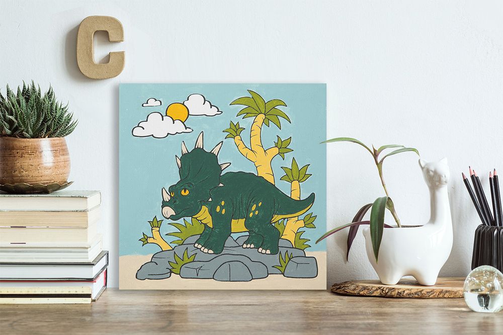 Картина по номерам Фрея, холст c подрамником Динозавр на острове, 15х15 см