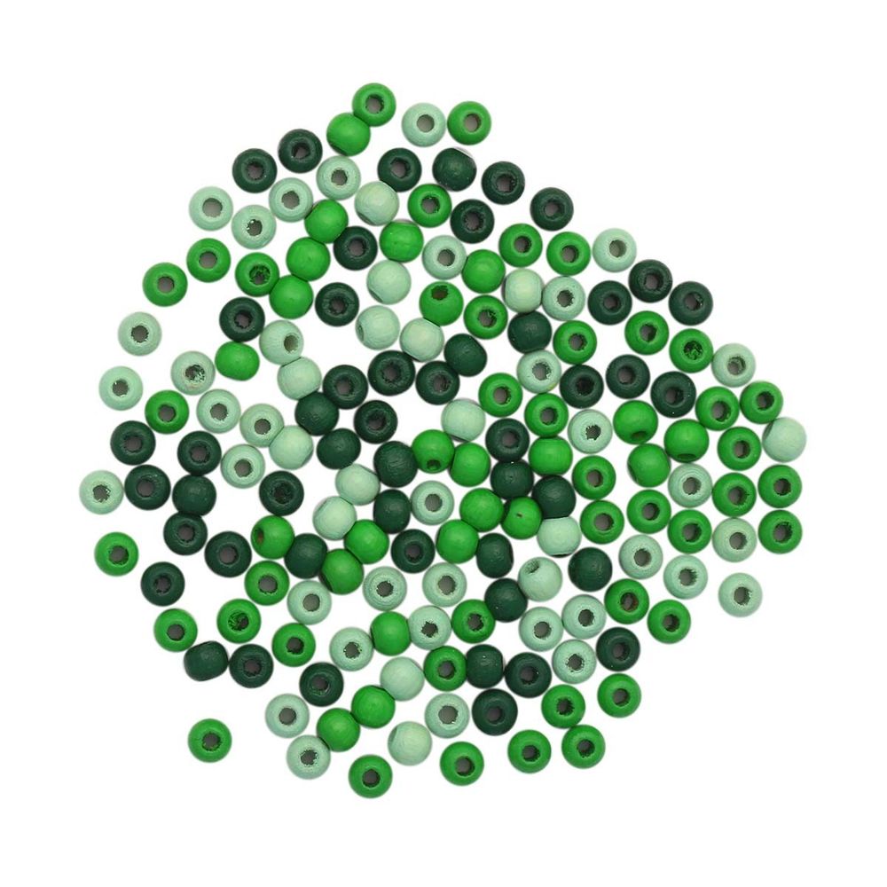 Бусины дерево зеленый микс, 4 мм, 155 шт, Glorex /TOS/