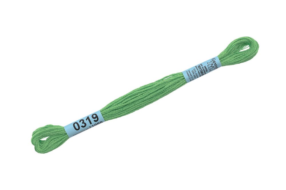 Мулине Gamma 100% хлопок, цв.0319 яр-зеленый, 24 мотка по 8 метров