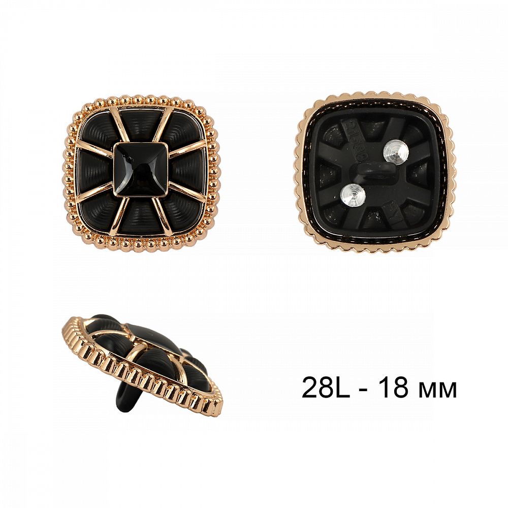 Пуговицы на ножке металлические 28L=18мм, С-MP07 цв.золото/черный, 5 шт