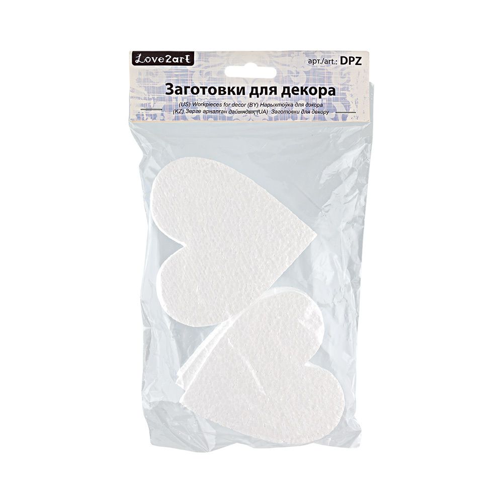 Заготовка из пенопласта Сердечки, 10х1х10 см, 6 шт, Love2art DPZ-S