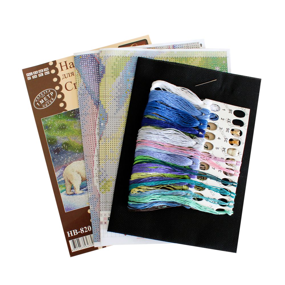 Набор для вышивания нитками МП Студия, На Северном полюсе, 20х26 см