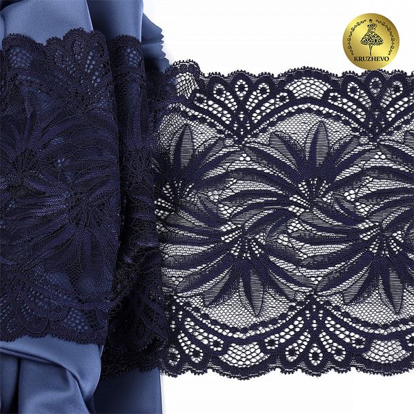 Кружево бельевое эластичное 185 мм / 3 метра, TBY.40039, цв.061 темно-синий