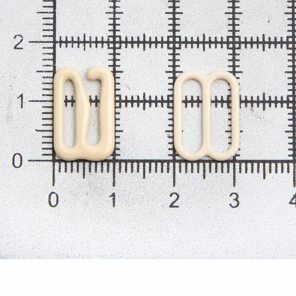 Набор крючки + регуляторы для бюстгальтеров металл 12 мм, (12 крюч., 6 регул.), телесный