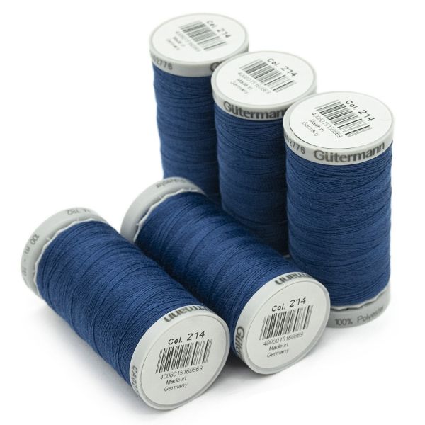 Нитки суперкрепкие Gutermann Extra Strong M782, 100м, 214 т.лазурный, 5 катушек