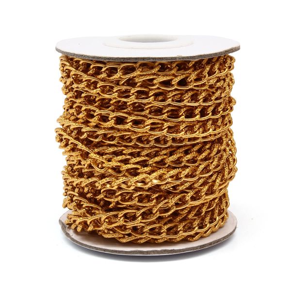 Цепь алюминиевая 7,7 мм, 5,1 мм, боб(10 м) (золото) K18310