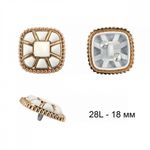 Пуговицы на ножке металлические 28L=18мм, С-MP07 цв.золото/белый, 10 шт