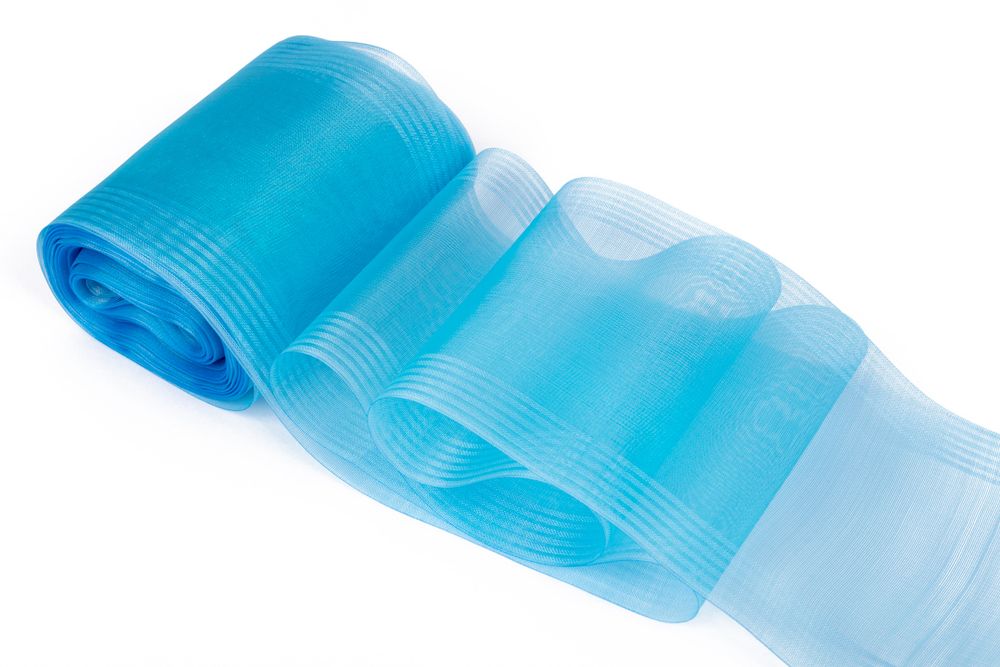 Лента капроновая (органза) 110-115.0 мм / 25±1 метров, С 3503, голубой, Gamma С 3503